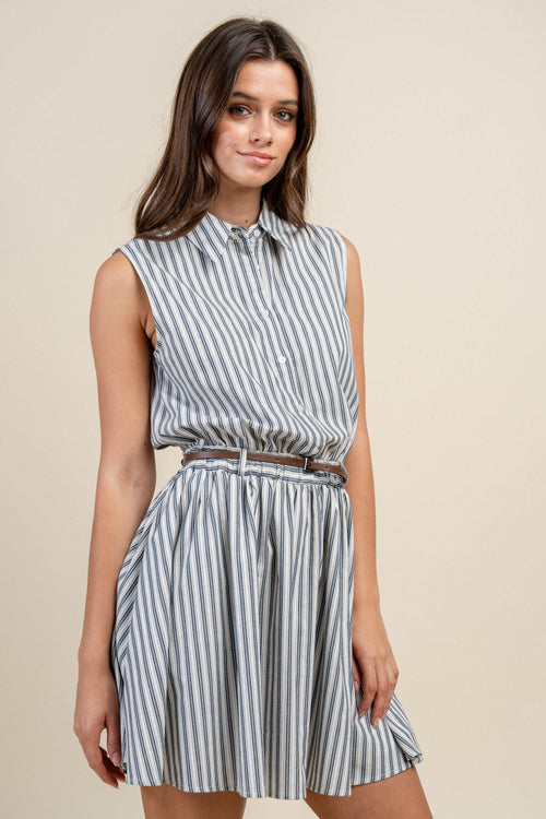 BD13088S / BUTTON DOWN SHIRT DRESS W/ FULL A-LINE SKIRT
