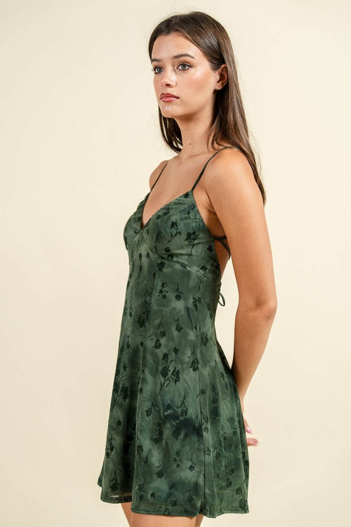 BD13114S / FIT AND FLARE MINI DRESS W/LACE UP BACK