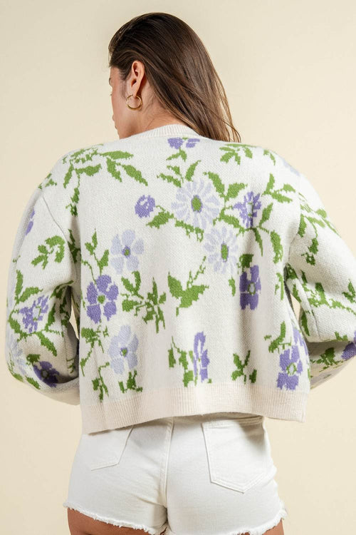 BG5407B / FLORAL KINT CARDIGAN