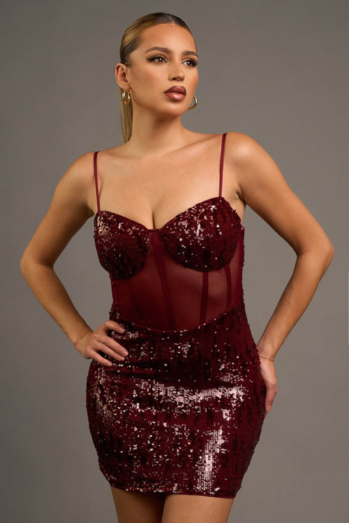 SEXY SEQUINS MESH SWEETHEART BODYCON MINI DRESS