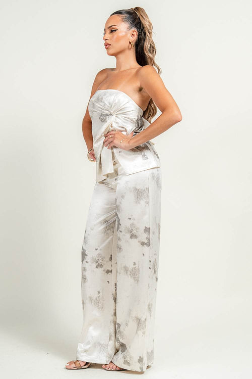 HS5052B / PRINTED TWO PIECE SATIN SET